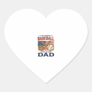 My Favourite Baseball Player Calls Me Dad Vintage  Heart Sticker