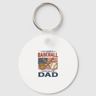 My Favourite Baseball Player Calls Me Dad Vintage Key Ring