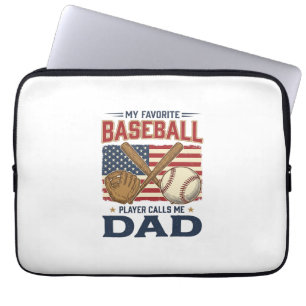 My Favourite Baseball Player Calls Me Dad Vintage Laptop Sleeve
