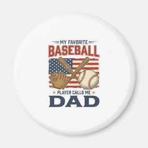 My Favourite Baseball Player Calls Me Dad Vintage Magnet