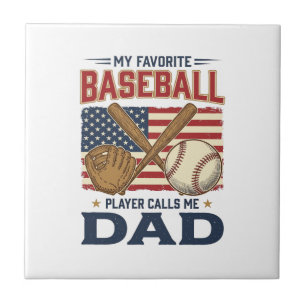 My Favourite Baseball Player Calls Me Dad Vintage  Tile