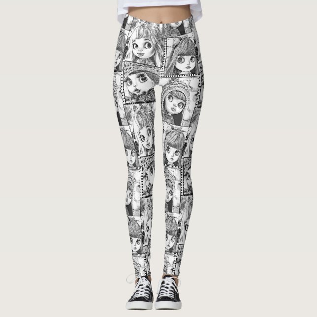My favourite black and white patchwork dolls  leggings (Front)