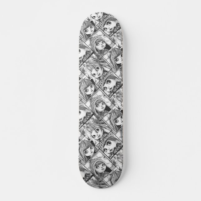 My favourite black and white patchwork dolls  skateboard (Front)