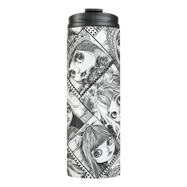 My favourite black and white patchwork dolls  thermal tumbler (Front)