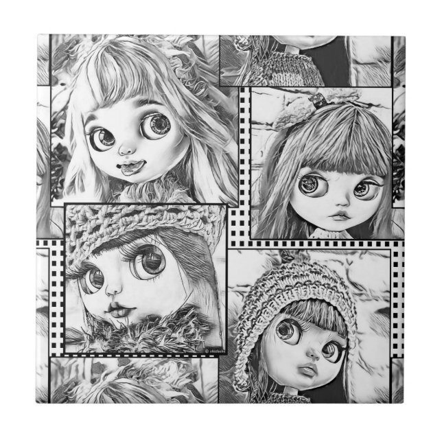 My favourite black and white patchwork dolls  tile (Front)