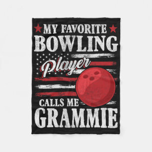 My Favourite Bowling Player Calls Me Grammie Usa F Fleece Blanket