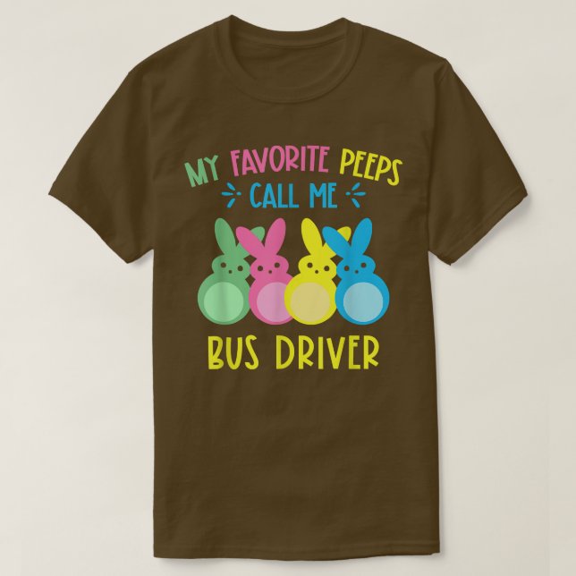 My Favourite Bunnies Call Me Bus Driver School Bus T-Shirt (Design Front)