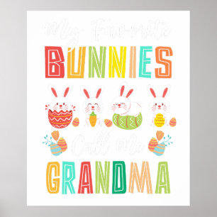 my favourite bunnies call me grandma, retro, vinta poster