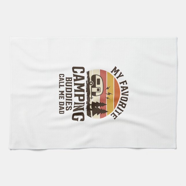 My Favourite Camping Buddies Call Me Dad Vector De Tea Towel (Horizontal)