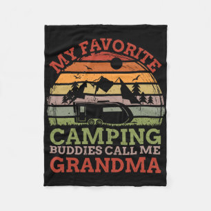 My Favourite Camping Buddies Call Me Grandma Fathe Fleece Blanket