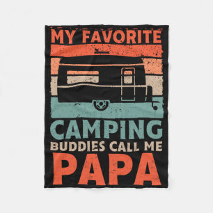 My Favourite Camping Buddies Call Me Papa Vintage  Fleece Blanket
