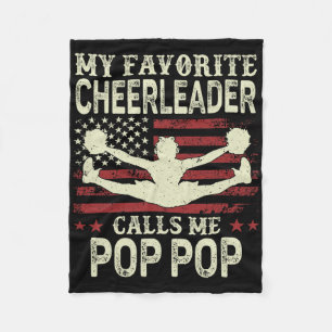 My Favourite Cheerleader Calls Me Pop Pop Us Flag  Fleece Blanket