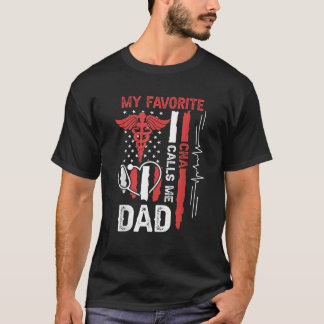 My Favourite CNA Calls Me Dad Daddy USA Flag Fathe T-Shirt