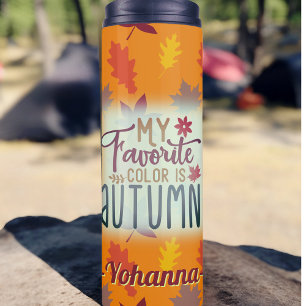 My favourite colour is Autumn personalised orange Thermal Tumbler