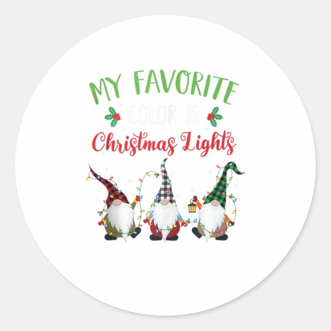My Favourite Colour Is Christmas Lights Gn Classic Round Sticker (Front)