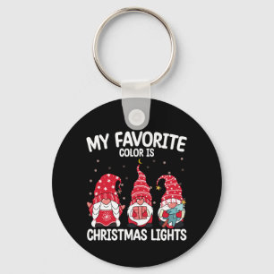 My Favourite Colour Is Christmas Lights Gnome Key Ring