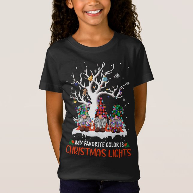 My Favourite Colour Is Christmas Lights Gnome Merr T-Shirt (Front)