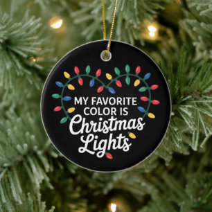 My Favourite Colour Is Christmas Lights Heart Xmas Ceramic Tree Decoration