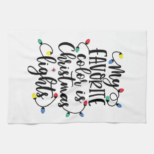 My Favourite Colour is Christmas Lights Santa Clau Tea Towel