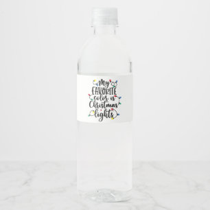 My Favourite Colour is Christmas Lights Santa Clau Water Bottle Label