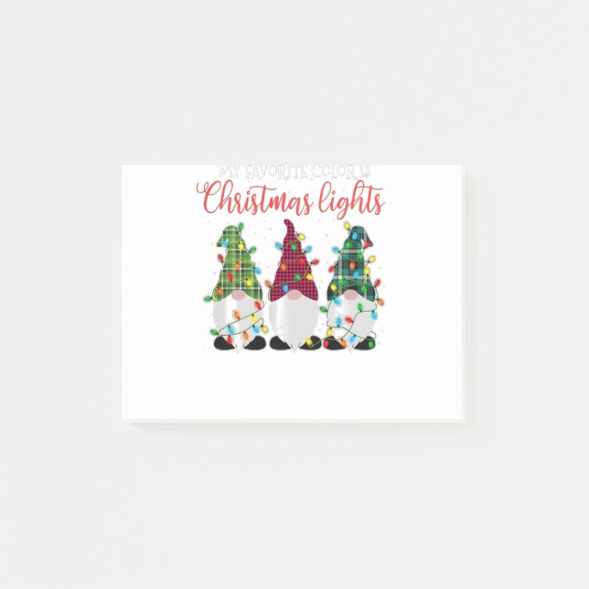 My Favourite Colour Is Christmas Lights Three Gnom Post-it Notes (Front)