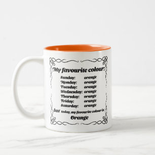 My favourite colour is orange Two-Tone coffee mug