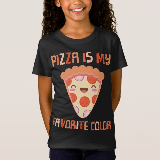 My Favourite Colour Is Pizza Funny Pepperoni Slice T-Shirt (Front)
