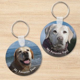 My Favourite Face Pet Dog Cat Double-Sided Photo Key Ring