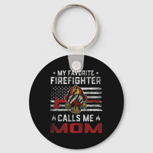 My Favourite Firefighter Calls Me Mum Usa Flag Mot Key Ring