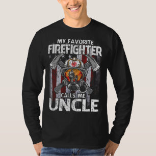 My Favourite Firefighter Calls Me UNCLE USA Flag T-Shirt