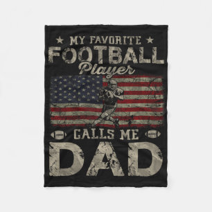 My Favourite Football Player Calls Me Dad Father's Fleece Blanket