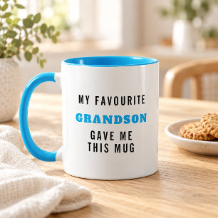 My Favourite Grandson Funny Blue Grandparent Mug
