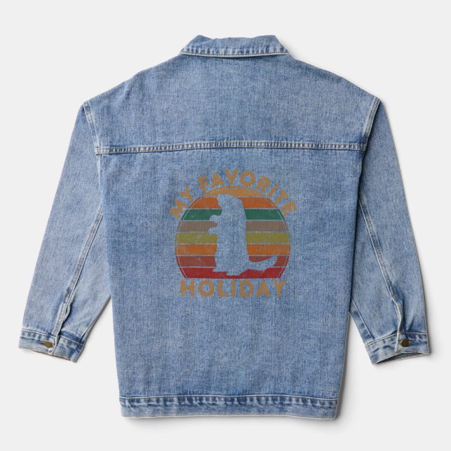 My Favourite Ground Hog Groundhog Day Denim Jacket (Back)
