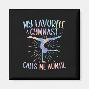 My Favourite Gymnast Calls Me Auntie Tie Dye Gymna Magnet