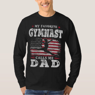 My Favourite Gymnast Calls Me Dad USA Flag Father' T-Shirt