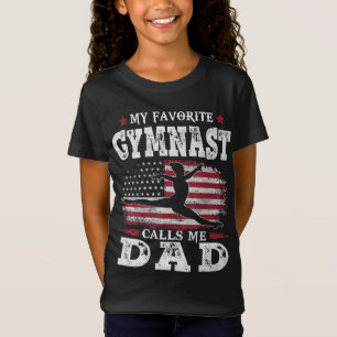 My Favourite Gymnast Calls Me Dad USA Flag Father' T-Shirt