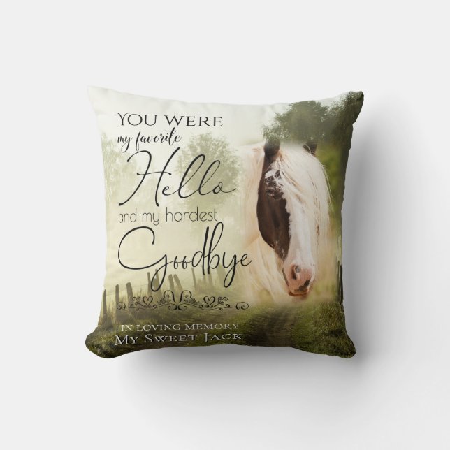My Favourite Hello Country Horse Pet Memorial PHOT Cushion (Front)