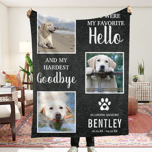My Favourite Hello Quote & Photo Pet Loss Keepsake Fleece Blanket (Creator Uploaded)