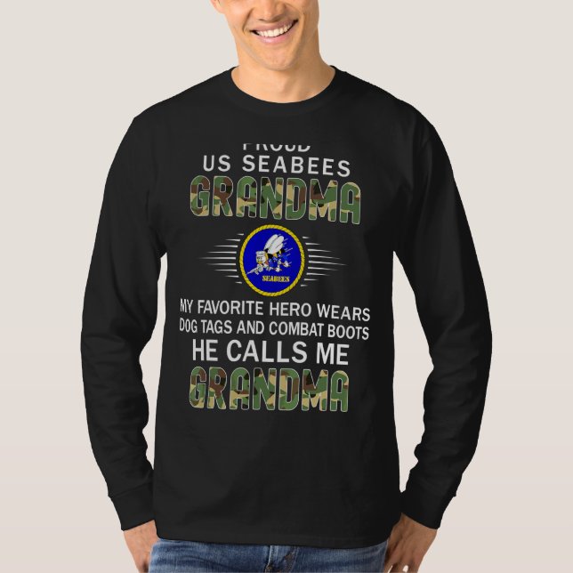 My Favourite Hero Wears Combat Boots Proud Seabees T-Shirt (Front)
