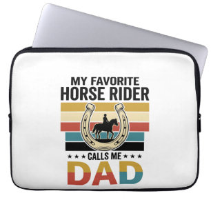 My Favourite Horse Rider Calls Me Dad Shirt Design Laptop Sleeve