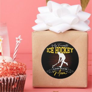 My Favourite Ice Hockey Player Calls Me Mum Funny Classic Round Sticker