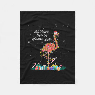 My Favourite Is Christmas Lights Costume Flamingo Fleece Blanket