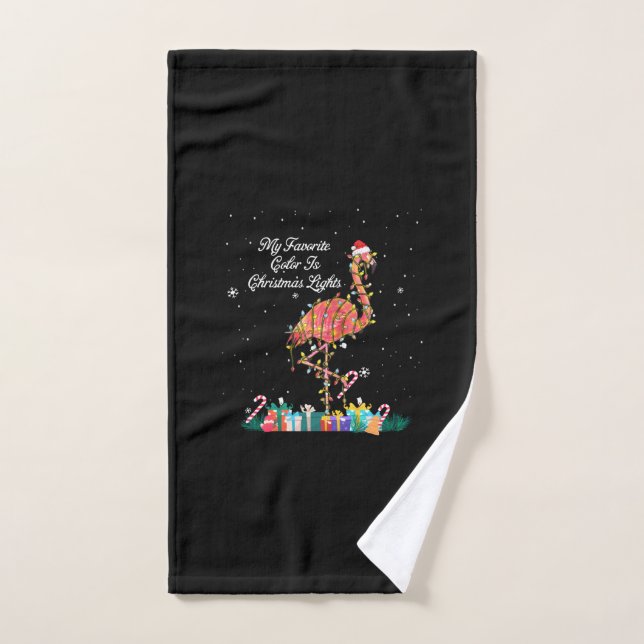 My Favourite Is Christmas Lights Costume Flamingo Hand Towel (Hand Towel)