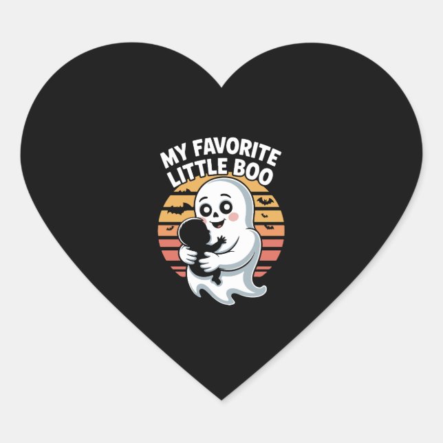 My Favourite Little Boo Halloween T-shirt Heart Sticker (Front)