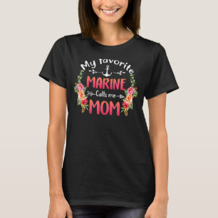 My Favourite Marine Calls Me Mum Flower Military M T-Shirt