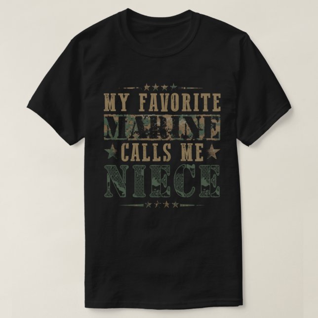 My Favourite Marine Calls Me Niece American Flag F T-Shirt (Design Front)