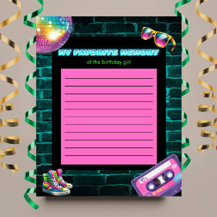 My Favourite memory 90s Neon Disco Birthday Game