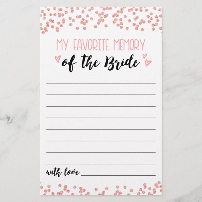 My favourite memory Bridal Shower or Hen Party gam (Front)