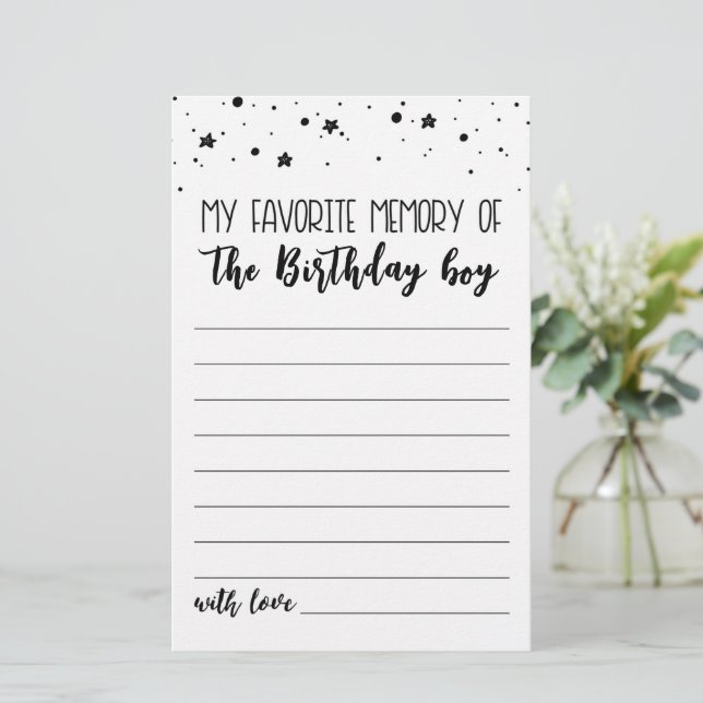 My Favourite memory of the Birthday boy Party game (Standing Front)