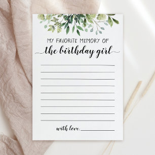 My Favourite Memory Of The Birthday Girl Card